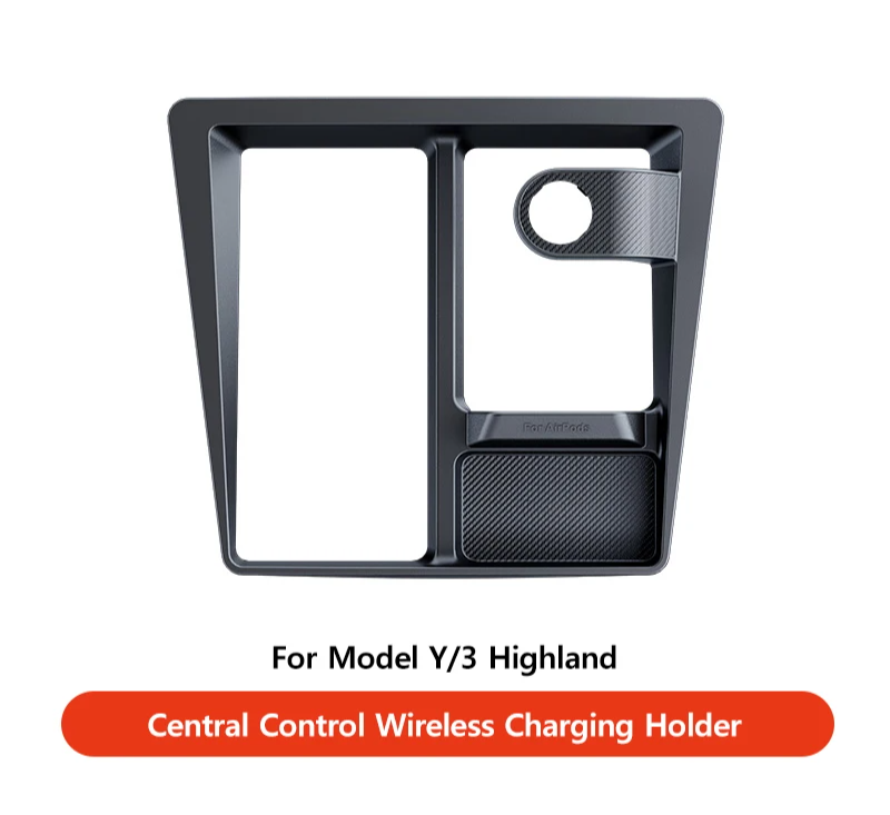 Center Console 3-in-1 Wireless Charging Anti-Slip Organizer for Model Y Juniper & Model 3 Highland