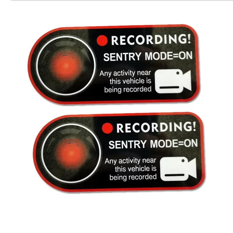 Anti-Theft Warning Sentry Mode Clings (2pcs) for Tesla