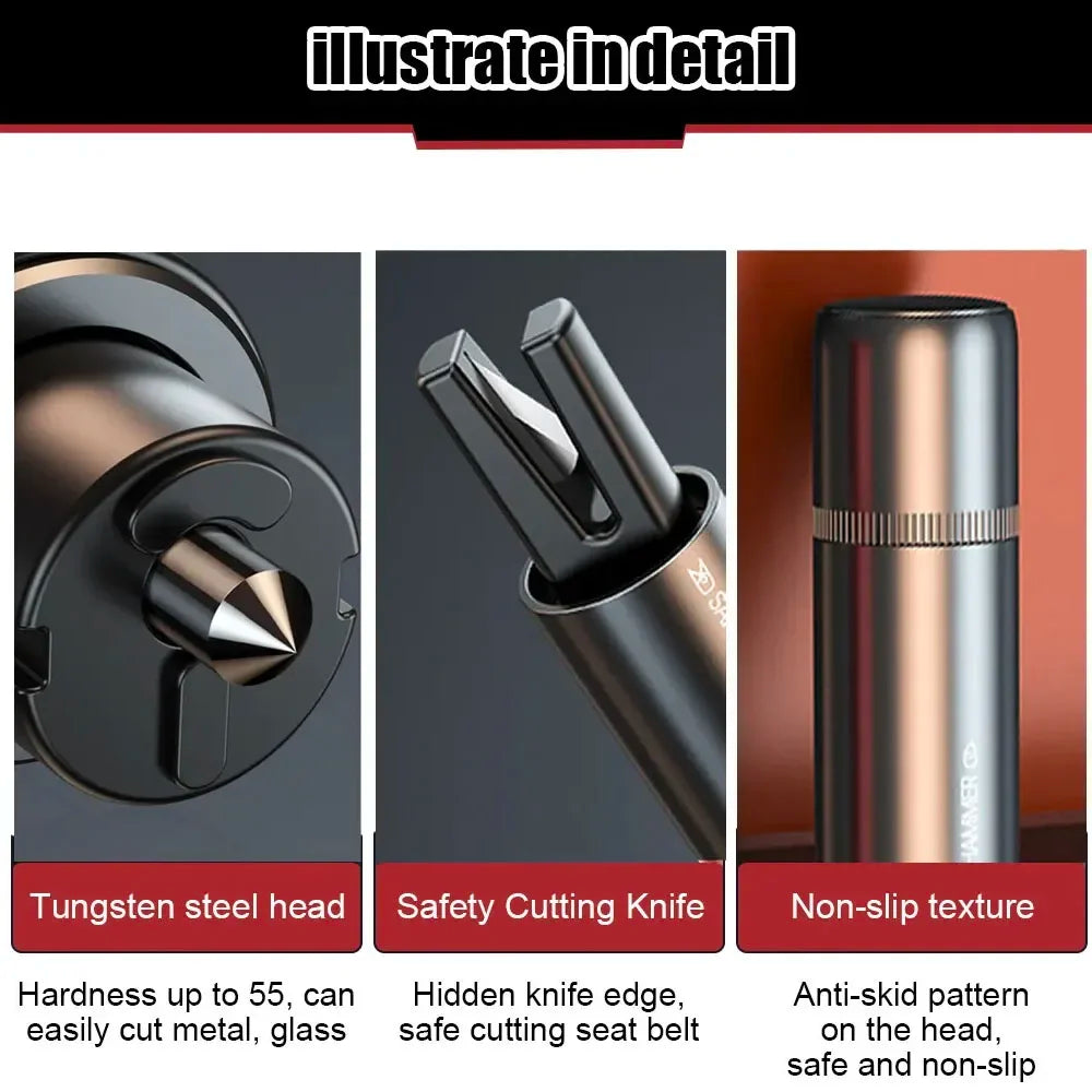Car Rescue Glass Breaker and Seat Belt Cutter (2 In 1)