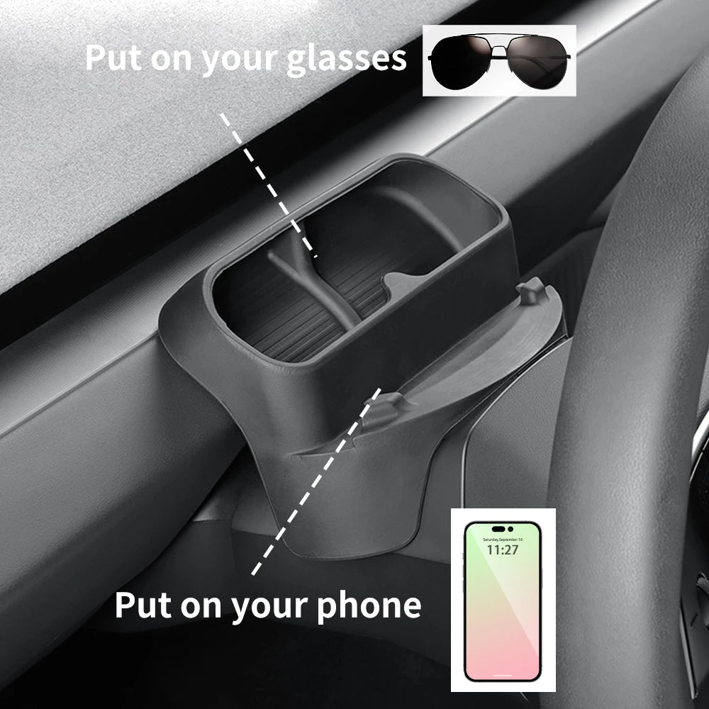 Silicone Sunglasses and Phone Holder for Tesla Model Y Juniper 2025 / Model 3 Highland 2024+
