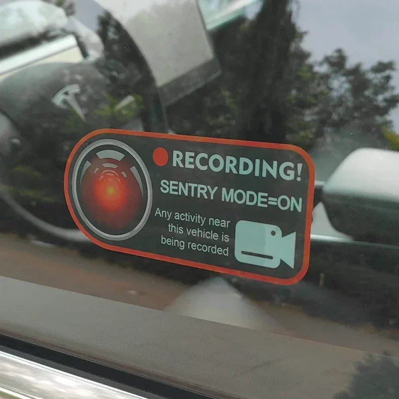 Anti-Theft Warning Sentry Mode Clings (2pcs) for Tesla