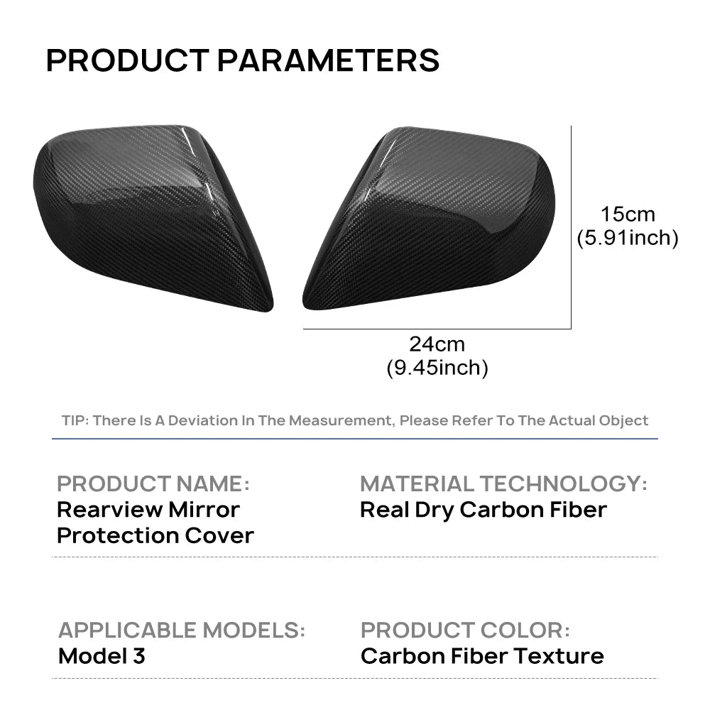 Rearview Mirror Carbon Fiber Cover for Tesla Model 3 / Highland