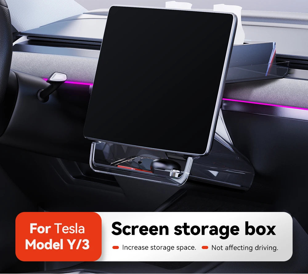 Under Screen Storage Box Center Console Organizer for Tesla Model 3 Highland / Model Y Juniper 2021-2025 