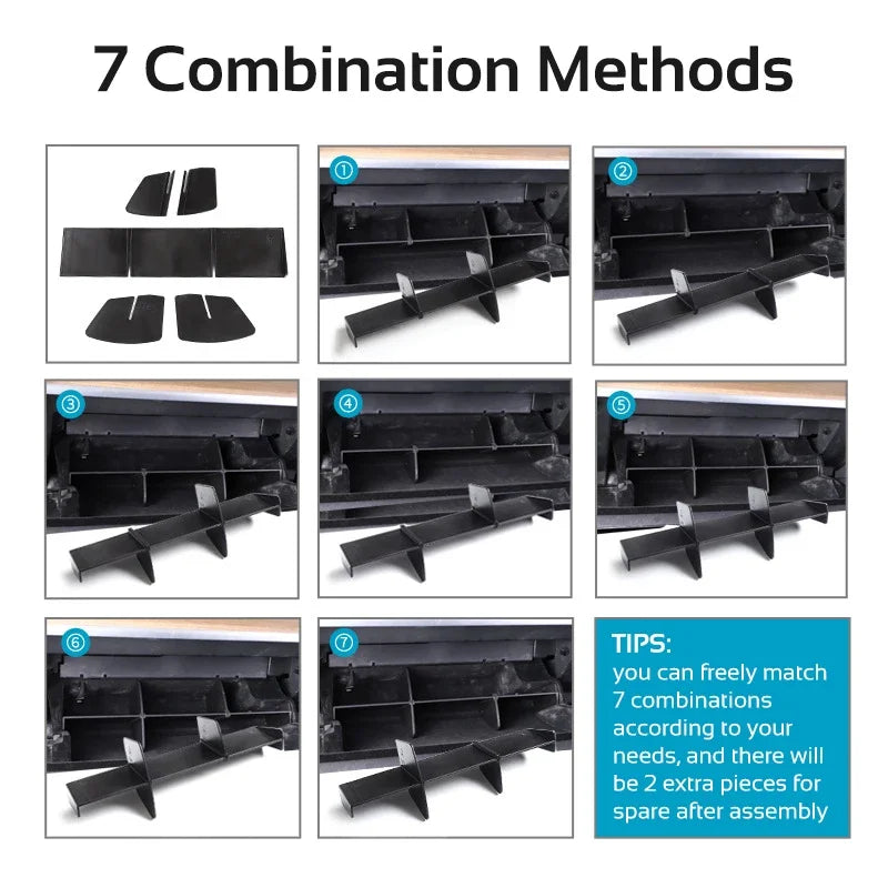 For Tesla Model Y 3 2020-2023 LHD Glove Box Divider Organizer Partition Plates Storage Holder Glovebox Container Car Accessories