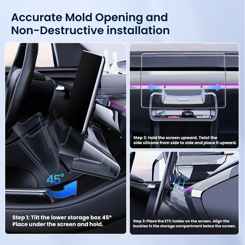Under Screen Storage Box Center Console Organizer for Tesla Model 3 Highland / Model Y Juniper 2021-2025 