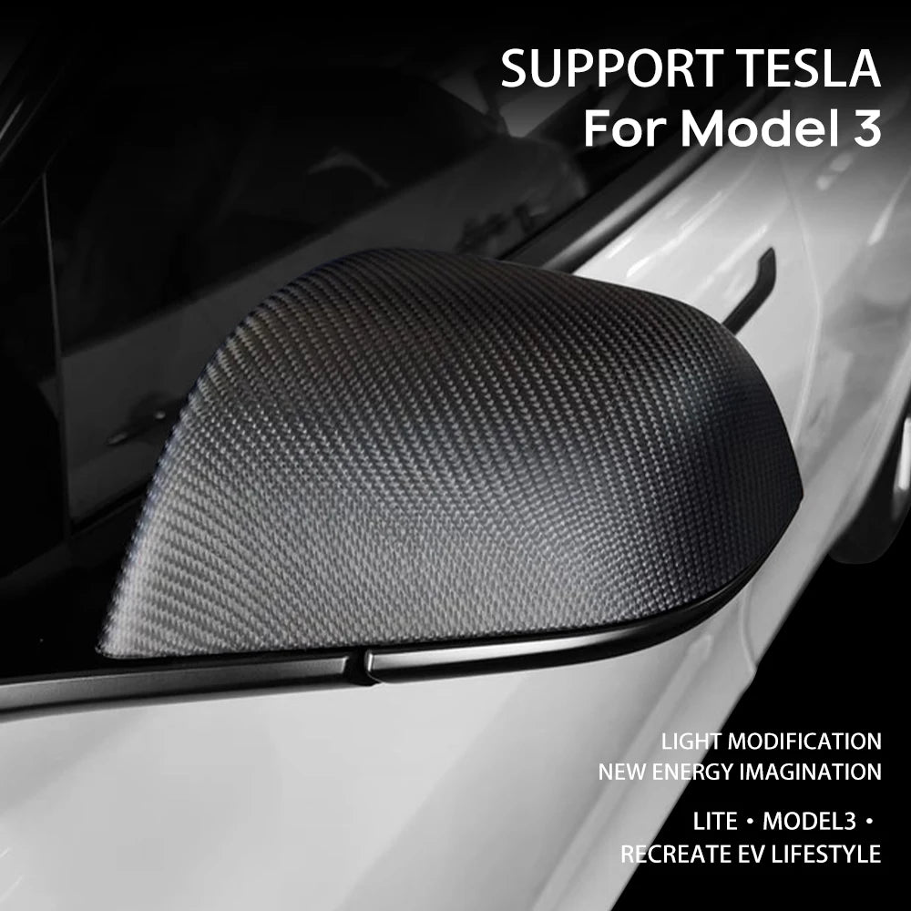 Rearview Mirror Carbon Fiber Cover for Tesla Model 3 / Highland
